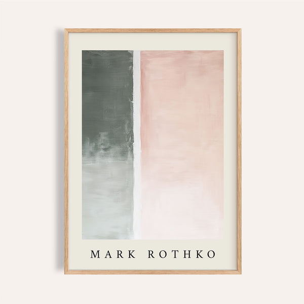 Soft pink and green color block in abstract art wall painting