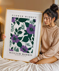 Classic purple flower poster inspired by William Morris
