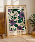 Purple flower artwork inspired by William Morris
