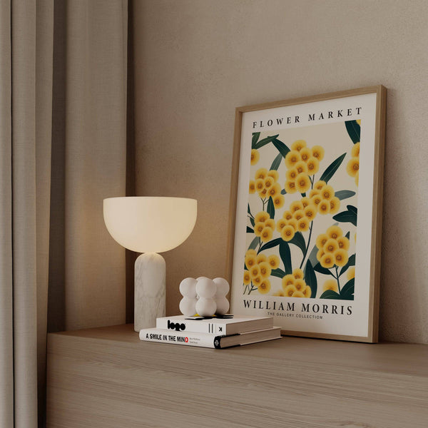 Striking yellow flower wall art with an elegant color palette