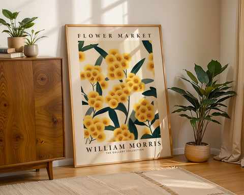 William Morris-inspired yellow floral artwork for a warm and inviting space
