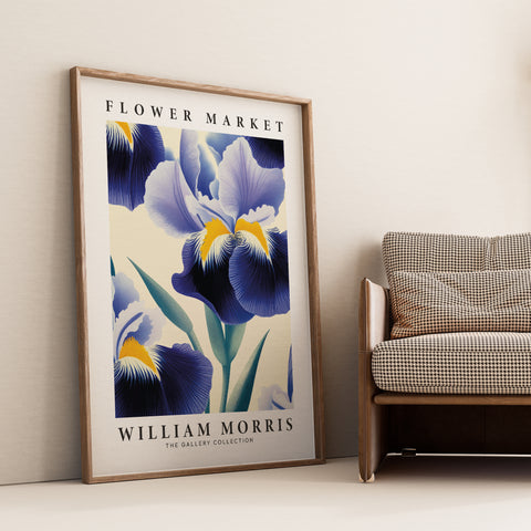 Sophisticated blue floral wall art for living rooms
