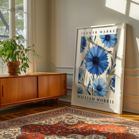 Classic William Morris-inspired cornflower poster for home decor
