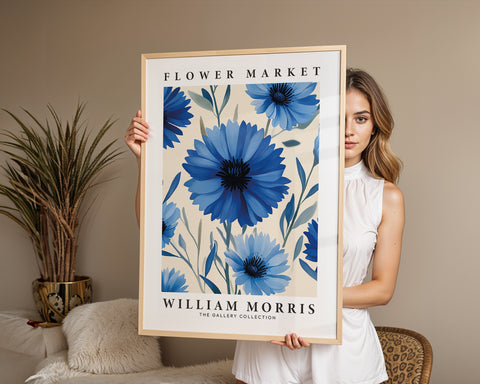 Cornflower Flower Market print with vibrant blue hues
