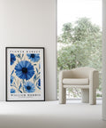 Classic wall art with blue cornflowers and green foliage
