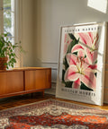 Detailed pink lily art print for tranquil settings
