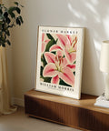 Soft pink lily print ideal for living rooms
