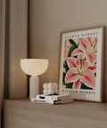 Elegant pink floral wall art for calm interiors
