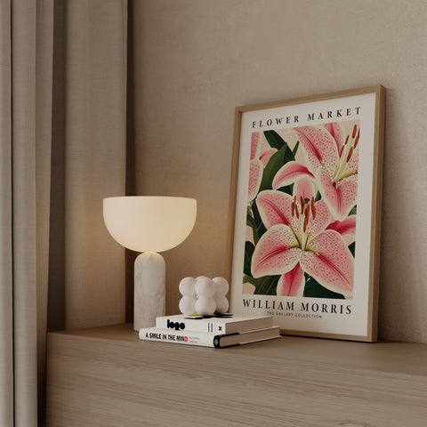 Elegant pink floral wall art for calm interiors
