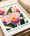 Vintage floral decor poster featuring orchids by William Morris
