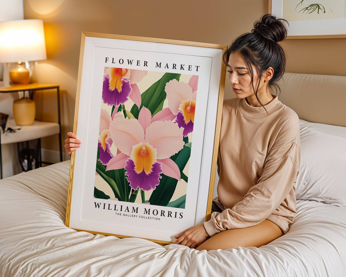 Bedroom decor with timeless William Morris wall art orchids