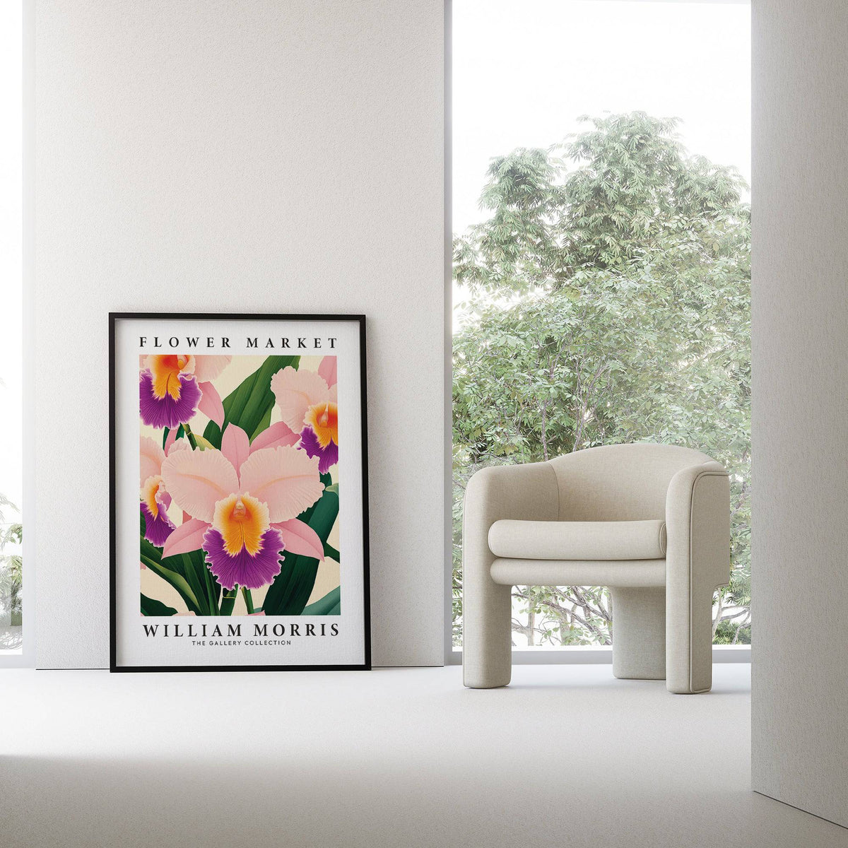 Soft matte texture enhancing wall art orchids floral detail