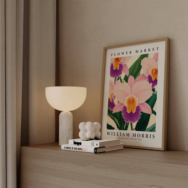 Botanical gallery wall featuring wall art orchids statement piece