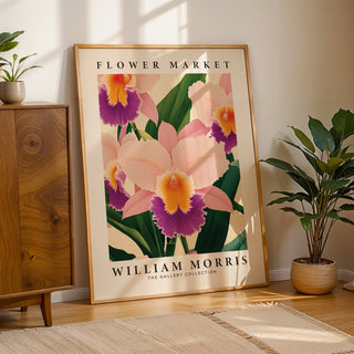 Living room styled with elegant wall art orchids poster
