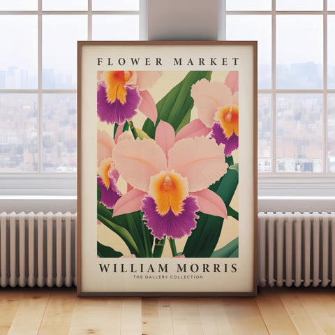 William Morris Orchid floral wall art with classic design
