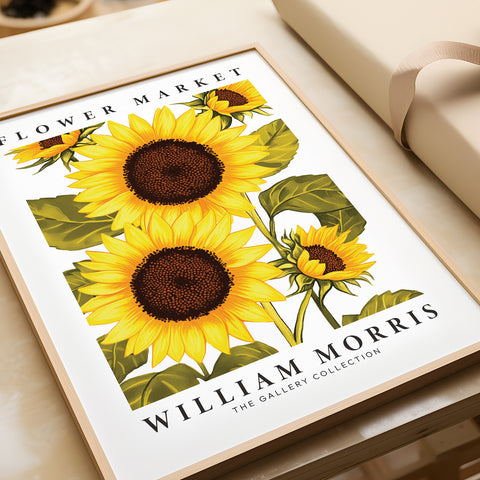 Elegant vintage sunflower art print for home interiors
