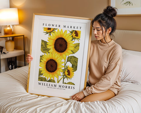 William Morris Sunflower art print with yellow flowers, perfect for vintage decor
