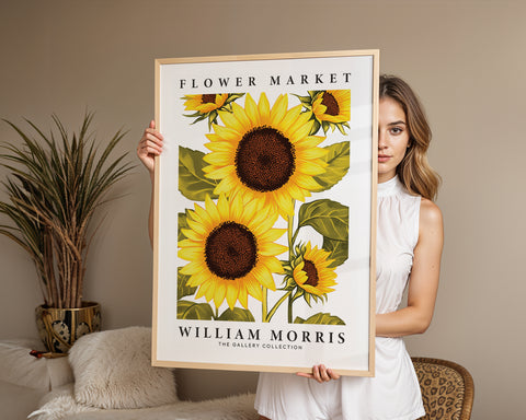 William Morris Sunflower poster with vibrant yellow flowers
