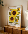 Vintage-inspired sunflower wall art print in William Morris style
