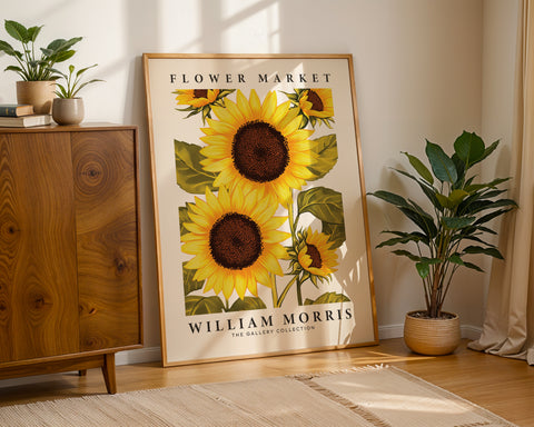 Botanical sunflower art print for home decoration
