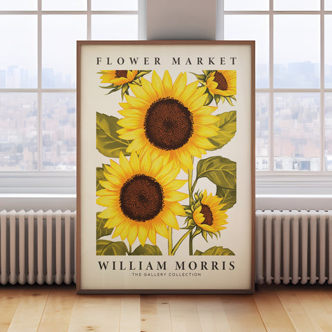 Classic floral wall art by William Morris featuring sunflowers
