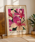 Flower Market William Morris Art Print with pink florals
