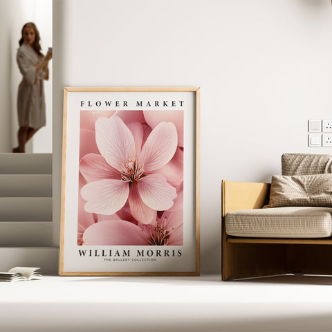 Cherry blossom flower wall art with intricate petal details
