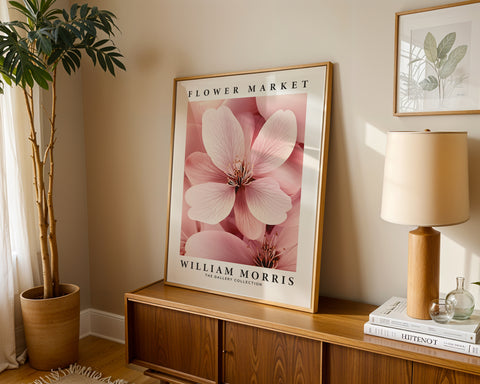 Classic cherry blossom art print for elegant living room decor
