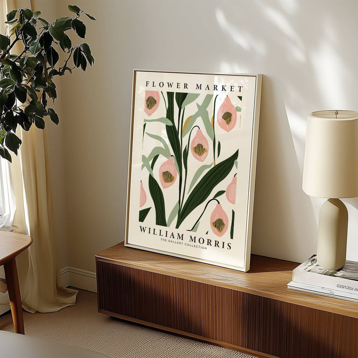 Premium floral poster showcasing pink paintings of orchids