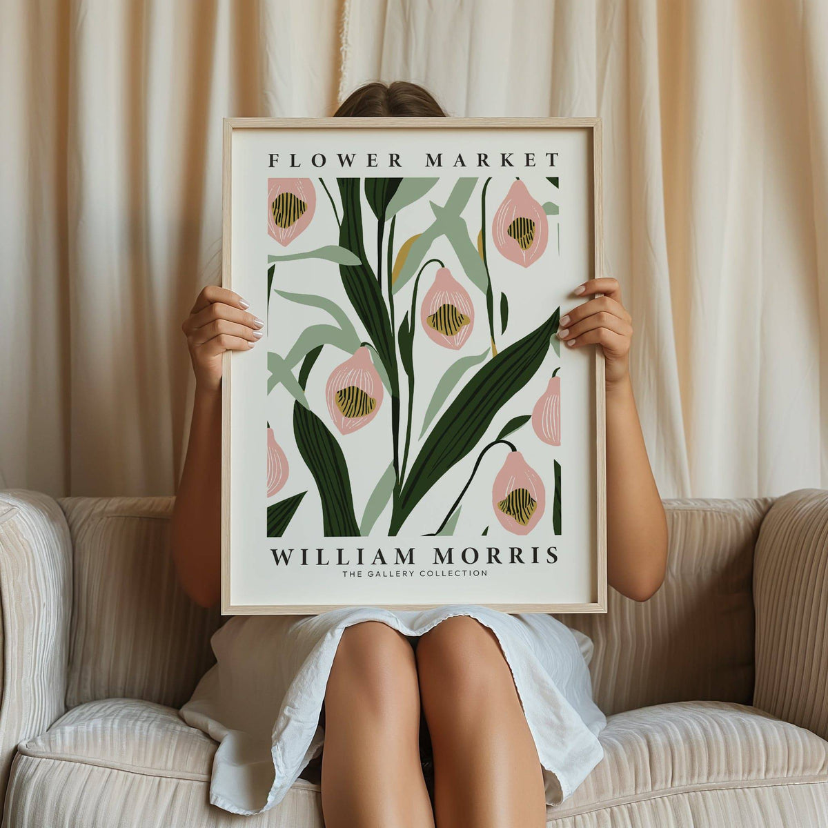 Elegant pink orchid wall art in vintage botanical style