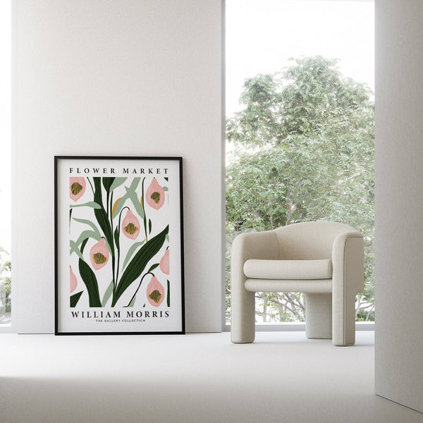 Botanical poster of paintings of orchids in traditional color palette