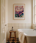 Protea Flower Market poster inspired by William Morris design
