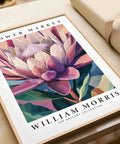 William Morris Protea art print with purple and pink hues
