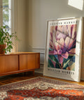 Protea art print inspired by William Morris for vintage interiors
