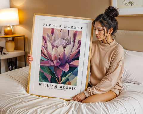 William Morris Protea floral wall art with classic design
