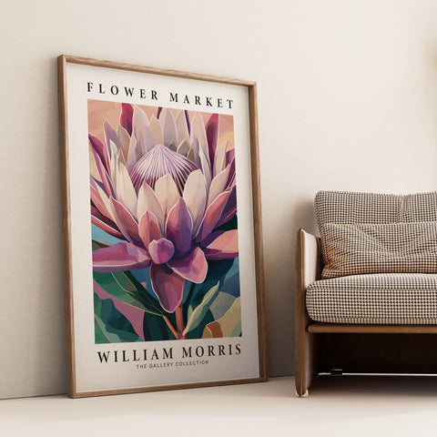 Classic William Morris Protea floral wall poster
