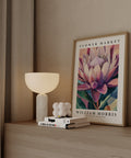 Vintage floral decor poster featuring protea by William Morris
