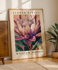 William Morris-inspired Protea poster with vintage style
