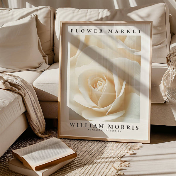 Sophisticated rose motif used in floral wall art for living room walls