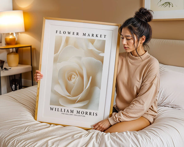 Classic rose design in floral wall art for living room styling