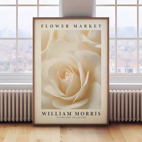 William Morris-inspired white rose print for elegant interiors
