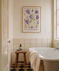 Botanical purple tulip print for William Morris collection
