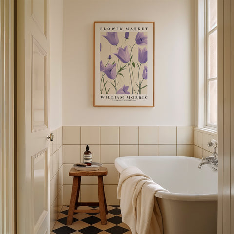 Botanical purple tulip print for William Morris collection
