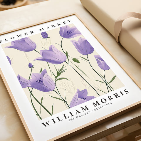 Serene purple tulip flower poster for tranquil spaces
