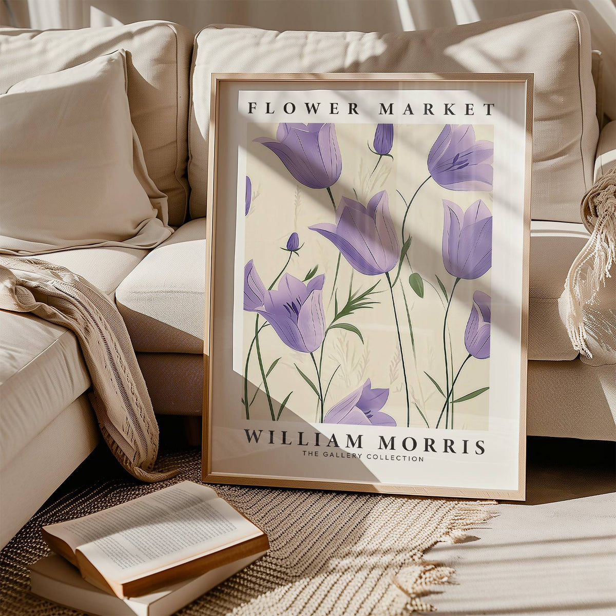 Soft purple tulips wall art for serene interior spaces