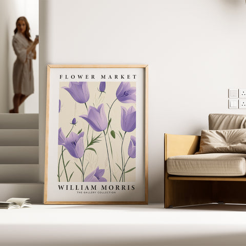 Purple and beige tulip print perfect for minimalist interiors
