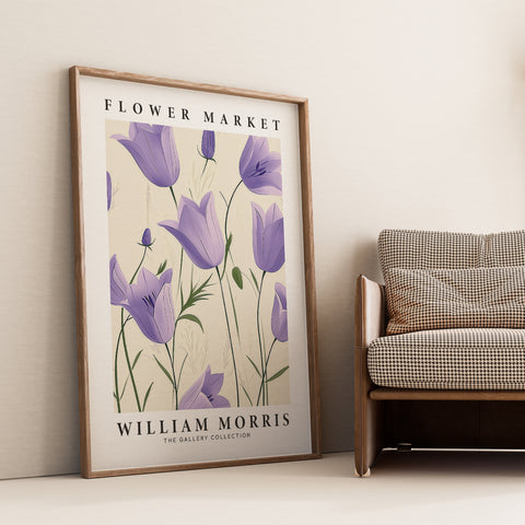 Classic purple tulip decor inspired by William Morris designs
