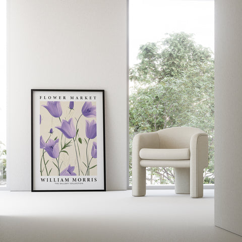 Purple tulip floral wall art for living room decor
