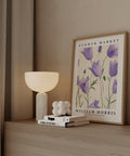 Floral wall art with purple tulip motif for stylish decor
