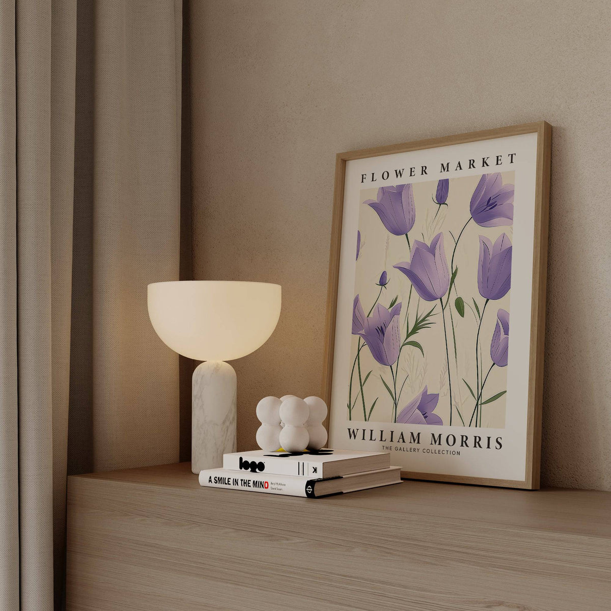 Intricate wall art tulips design with green leaves and stems